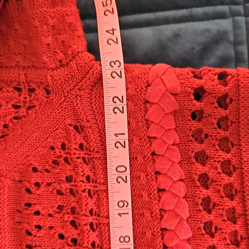 Sundance Red Open Knit  Crochet Cardigan, L, Lightweight, Transitional, Summer - Picture 7 of 9
